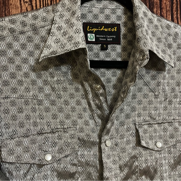 Liquid West Pearl Snap Long Slv Pearl Button Western Shirt Mens Small - Shiny - Picture 3 of 10